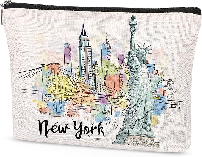 New York Makeup Bags Gifts for Women, NYC Souvenirs from USA Travel Essentials Cosmetic Bag, Gifts for Girls Sister Daughter Coworker Teachers Nurses