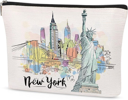 New York Makeup Bags Gifts for Women, NYC Souvenirs from USA Travel Essentials Cosmetic Bag, Gifts for Girls Sister Daughter Coworker Teachers Nurses