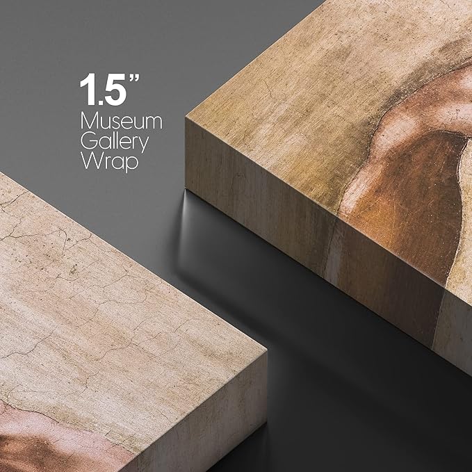 wall26 Canvas Print Wall Art The Creation of Adam Closeup by Michelangelo Spiritual & Religious Cultural Oil Painting Renaissance Traditional Portrait for Living Room, Bedroom, Office - 24"x36"