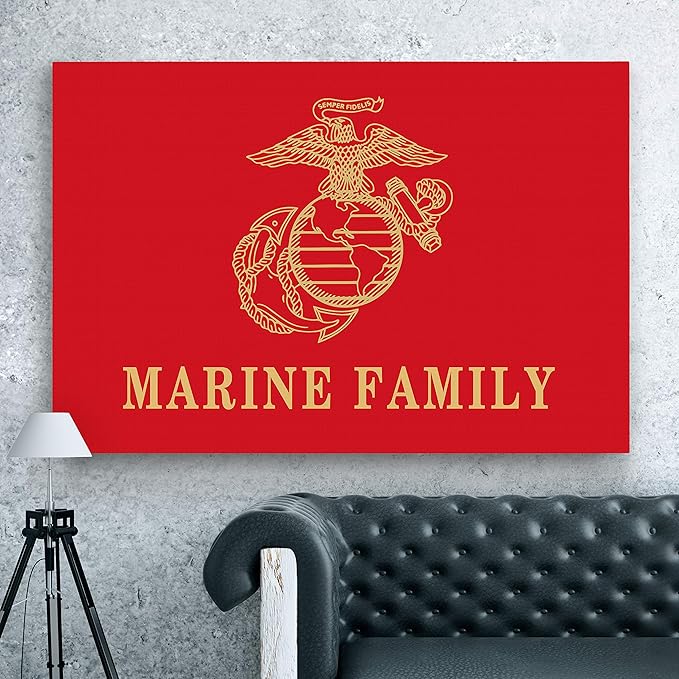 Renditions Gallery Nature Wall Art Home Paintings & Prints Artwork Golden American Marine Crest Modern Patriotic Military Modern Decorations for Bedroom Office Kitchen - 16"x20" LT25