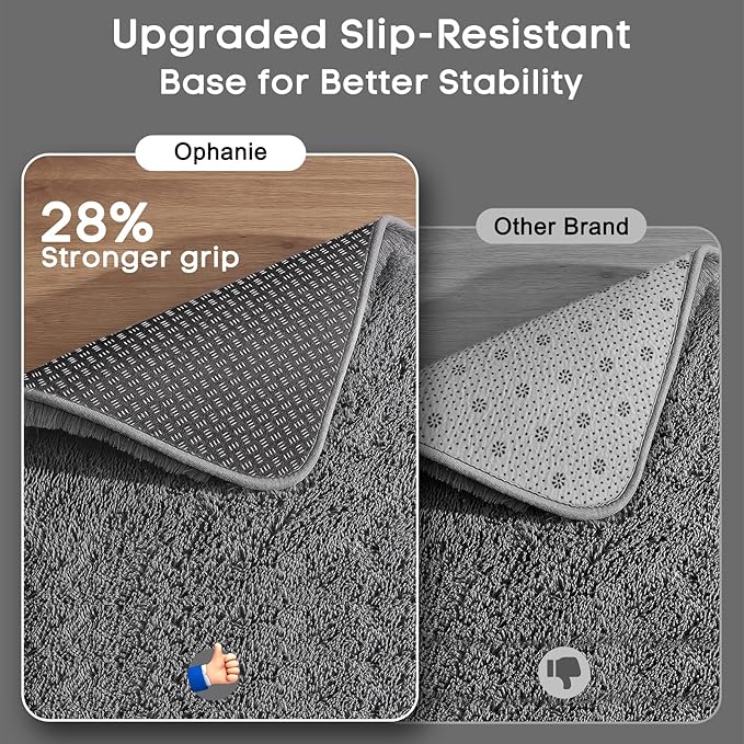 Ophanie 3x5 Rug, Bedside Preppy Dorm Area Rug, College Essentials Non Slip Grey Small Carpets for Bedroom, Anti Slip Fluffy Gray Living Room Rugs Home Decor Aesthetic, Nursery