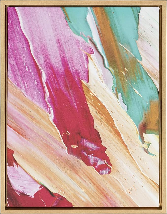 Kate and Laurel Sylvie Lush Color Acrylic Print Portrait Framed Canvas Wall Art, 18x24 Gold