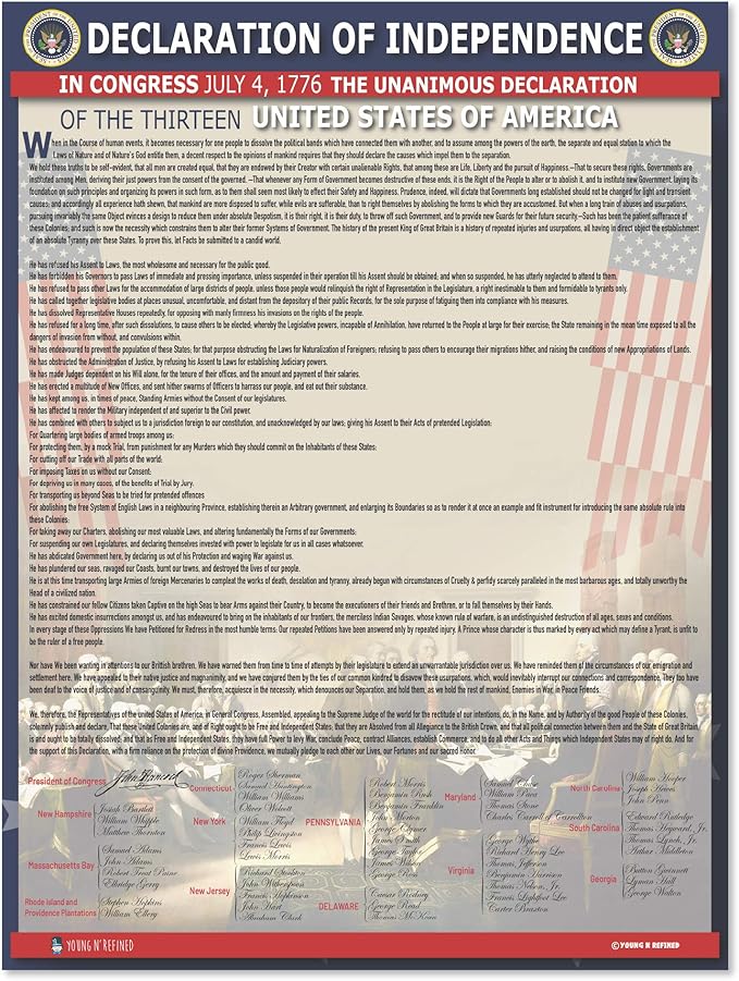 American Founding documents XXL Laminated 3 pack: US Constitution, Declaration of Independence and Bill of Rights Includes the whole constitution and all amendments (36x54) Young N Refined
