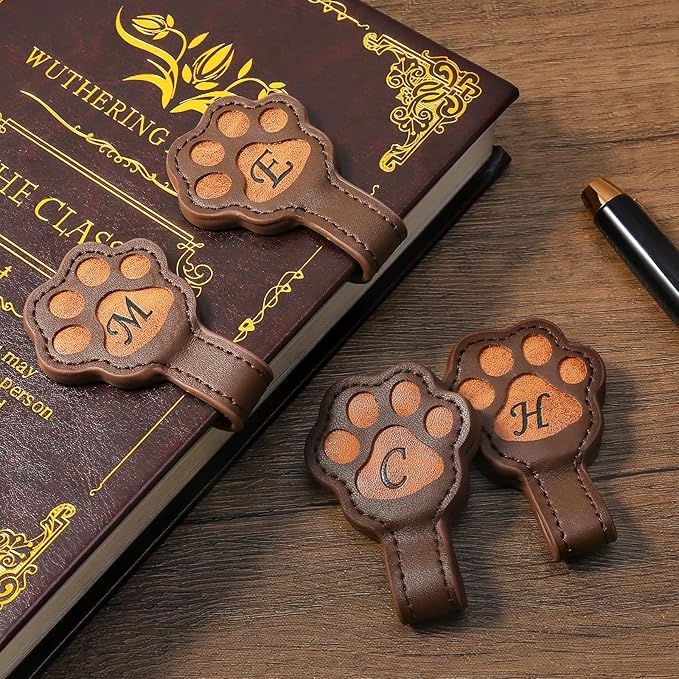 Magnetic Leather Bookmark, Cute Initial Magnetic Bookmarks Clip, Vintage Book Marker Clip Gifts for Readers, Kids, Book Lovers (No Initial)