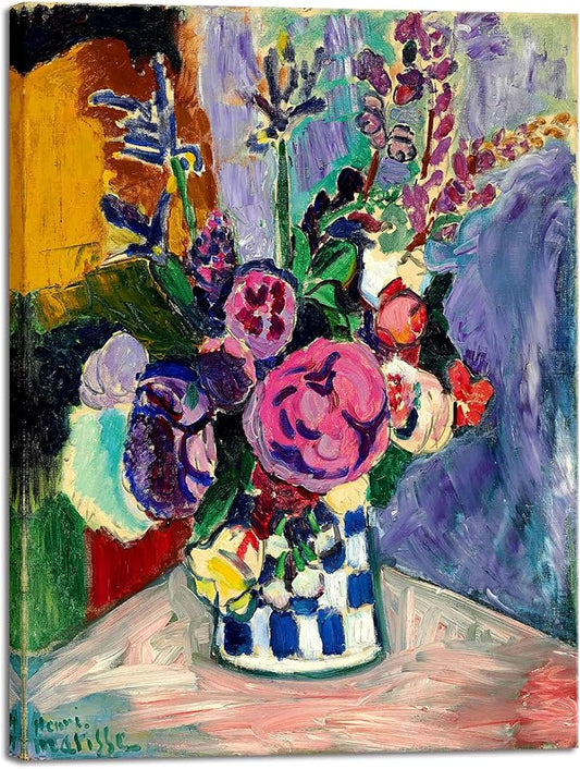 Wieco Art Large Canvas Prints Wall Art Still Life of Peonies in a Vase 1907 by Henri Matisse Abstract Canvas Art Print for Wall Decor and Home Office Decorations