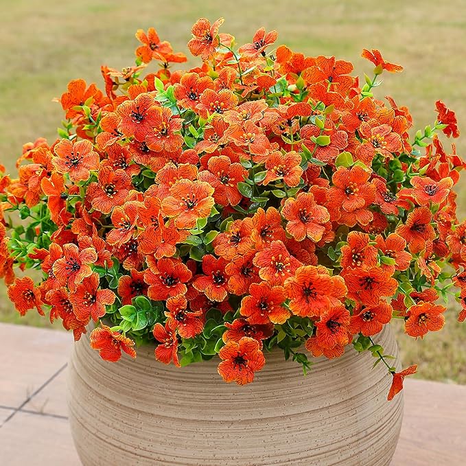 alyptus Artificial Mums for Outdoors – 12 Bundles UV Resistant Fall Flowers, Faux Outdoor Flowers & Fake Mums for Spring Summer Decor, Christmas Decorations