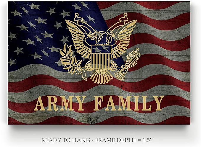 Renditions Gallery Canvas Patriotic Wall Art Modern Paintings Decorations American Army Family Glam Loyal Military Airforce Wall Hanging for Bedroom Office Kitchen Prints - 36"x48" LT25