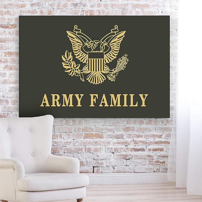 Renditions Gallery Canvas Nationalist Wall Art Paintings & Prints Artwork Golden American Army Crest Modern Patriotic Canvas Military Decorations for Bedroom Office Kitchen - 16"x20" LT25