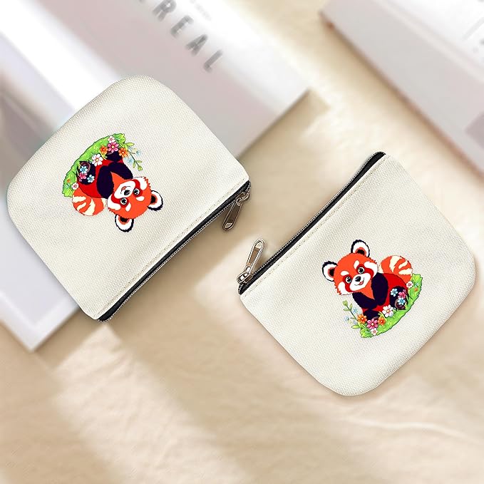 Red Panda Coin Purse Pouch Bag Holder for Teens Girls Women Kids, Red Panda Lovers Gifts Stuff Decor, Small Mini Purse Coin Card Key Headset Lipstick!