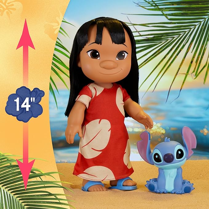 Disney Lilo & Stitch 14-inch Poseable Lilo Doll with 5-inch Stitch Figure, Collectible Toys, Toy for Fans, Girls, Kids, Ages 3 and Up by Just Play