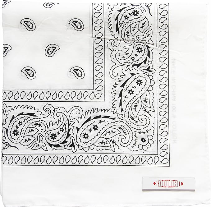 Soophen One Dozen Cowboy Bandanas 100% Cotton 22 x 22 inch