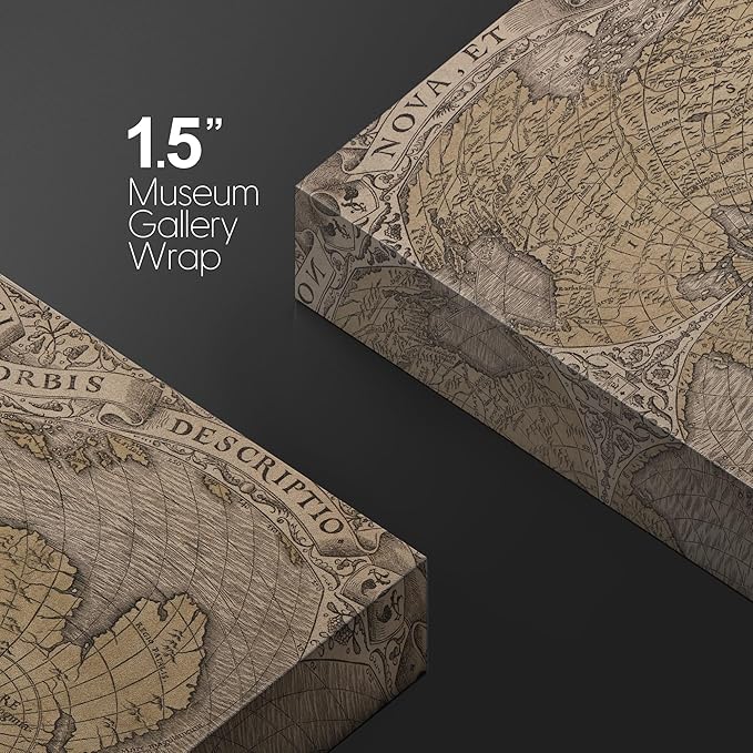 wall26 Canvas Print Wall Art Vintage Sepia Old World Map Digital Art Modern Art Traditional Colorful for Living Room, Bedroom, Office - 24"x36"