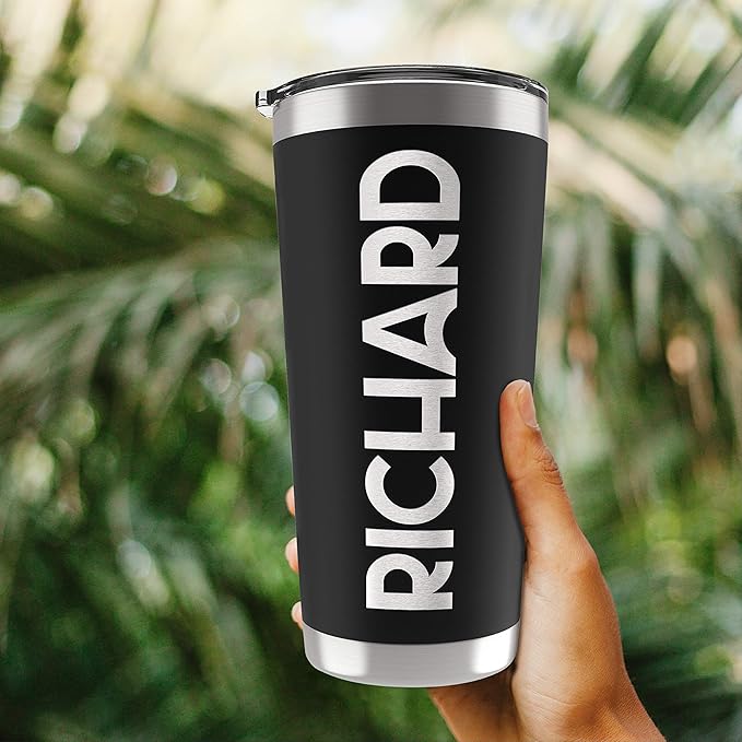 Personalized Gifts For Women - 20 Oz. Custom Tumblers w/Lid, Rose Gold - Insulated Travel Coffee Mugs - Optional Straw Set, Stainless Steel Double Wall Coffee Tumbler, Personalized Cups