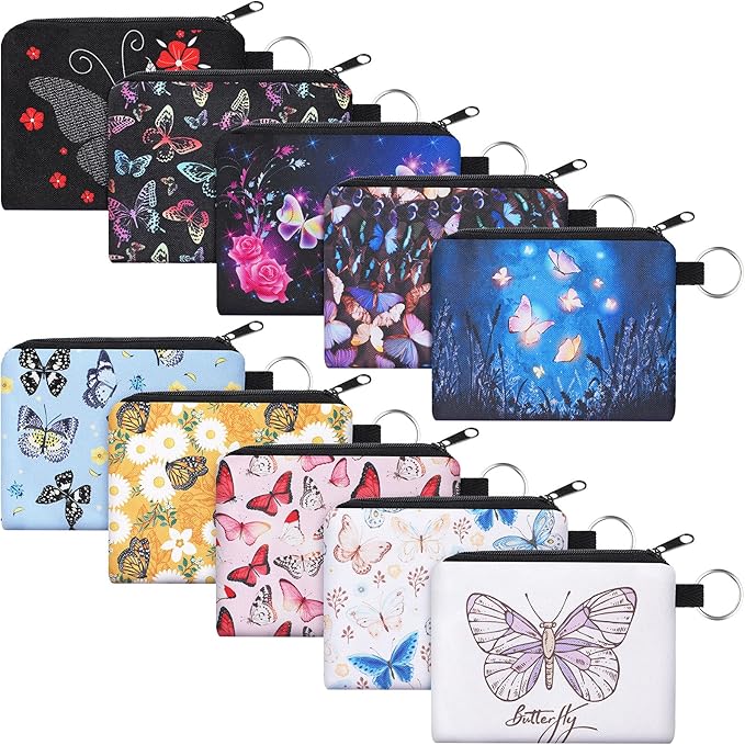 10 Pieces Small Coin Purse Boho Change Purse Pouch Mini Wallet Coin Bag with Zipper Exquisite Present for Women Girls on Valentine's Day