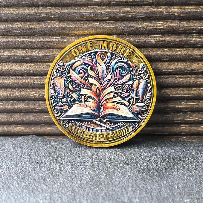 Book Lovers Decision Coin - 'One More Chapter' vs 'Go to Bed' Dual-Sided Medallion (Single Coin)