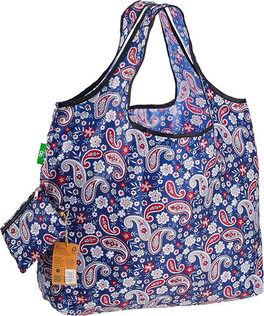 ECO CHIC Foldable Reusable Large Grocery Bags - Foldable Grocery Bags - Lightweight, Recycled & Reusable Shopping Bag - Waterproof, Packable Tote Fitting in Fine Grocery Bag Carrier
