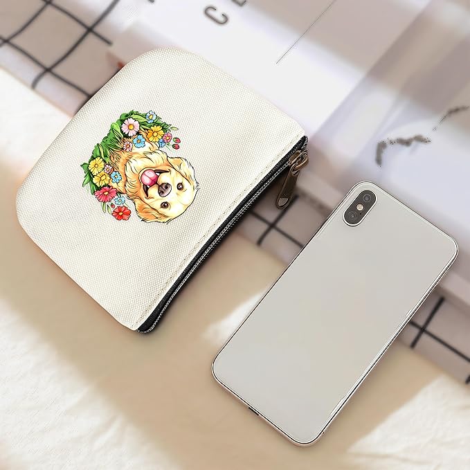 Golden Retriever Coin Purse Pouch Bag Holder for Teens Girls Women Kids, Golden Retriever Lovers Gifts Stuff Decor, Small Mini Purse Coin Card Key Headset Lipstick!