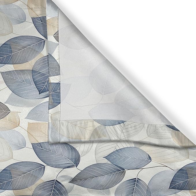 Ambesonne Leaf Art Kitchen Curtains, Modern Abstract Autumn Waltz with Cold Tones of Leaves Paint Print, Window Drapes 2 Panel Set for Kitchen Cafe Decor, 55" x 39", Dark Night Blue and Beige