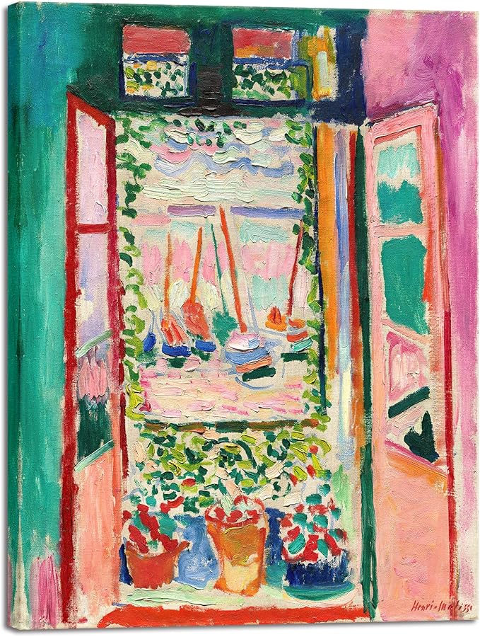 Wieco Art Canvas Print Wall Art Open Window Collioure 1905 by Henri Mattise Abstract Colorful Art Matisse Posters Canvas Prints for Wall and Home Office Decorations