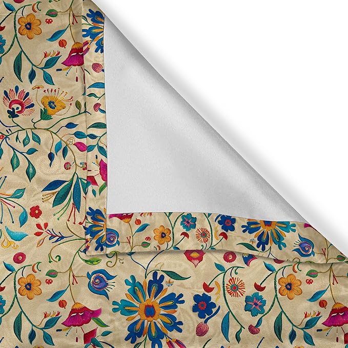 Ambesonne Oriental Floral Window Valance, Colorful Design Dreamy Floral Motifs with Mediterranean Details, Curtain Valance for Kitchen Bedroom Decor with Rod Pocket, 42" x 18", Blue Orange Multicolor