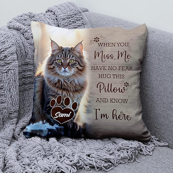 Custom Pet Memorial Throw Pillow (Insert Included), Cat Memorial Pillow, Cat Memorial Gifts for Loss of Cat, Loss of Cat Sympathy Gift, Pet Loss Sympathy Gift, Cat Remembrance Gifts