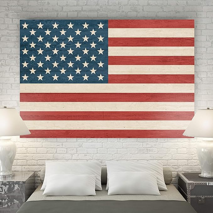 Renditions Gallery Canvas Military Wall Art Modern Paintings & Prints Decor Vintage American Flag Rustic Patriotic Honor Wall Hanging Artwork for Bedroom Office Kitchen - 24"x32" LT25