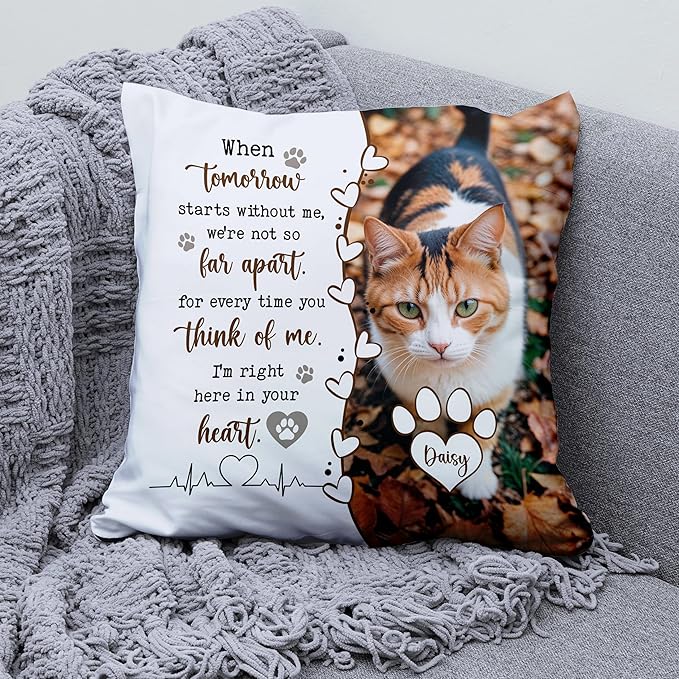 Personalized Pet Memorial Throw Pillow (Insert Included), Cat Memorial Pillow, Loss Of Cat Sympathy Gift, Cat Memorial Gifts For Loss Of Cat, Cat Memorial Gifts, Pet Loss Sympathy Gift Memorial Gifts