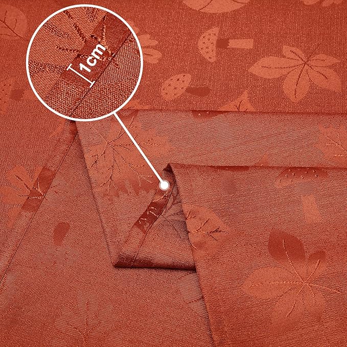 misaya Rectangle Thanksgiving Tablecloth, Waterproof Jacquard Fall Table Cloth, Damask Cloth Table Cover for Harvest Decor (52" x 70", Rust Leaves Pattern)