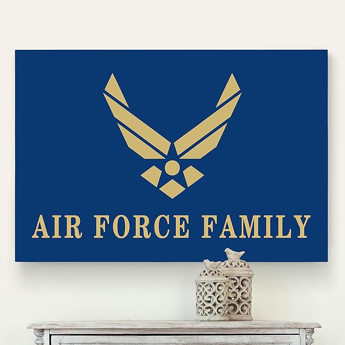 Renditions Gallery Nature Military Wall Art Home Paintings & Prints Golden Airforce Emblem Modern Patriotic American Nationalist Decorations for Bedroom Office Kitchen - 36"x48" LT25