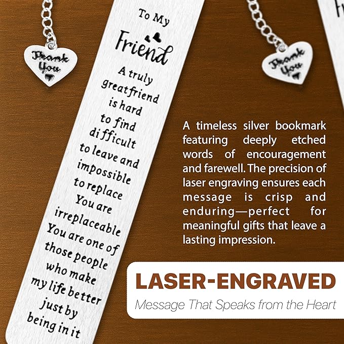 Friend Metal Bookmark for Women – Long Distance Friendship Gifts for Book Lovers, Unique Best Friend Gift for Female Friends, Sentimental Bookmark for Reading Women, Thoughtful Gifts for Friends