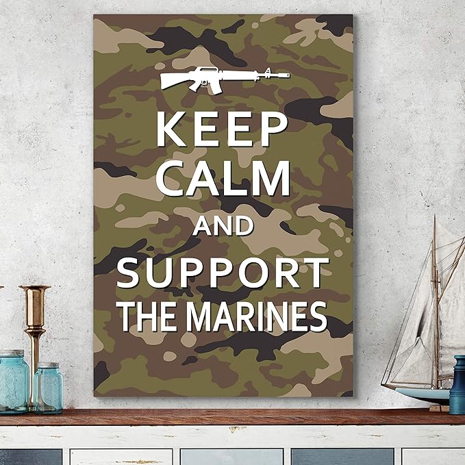 Renditions Gallery Nature Military Wall Art Home Paintings & Prints Artwork Calm Supportive Marines Glam Patriotic Motivational American Modern Decor for Bedroom Office Kitchen - 24"x32" LT25
