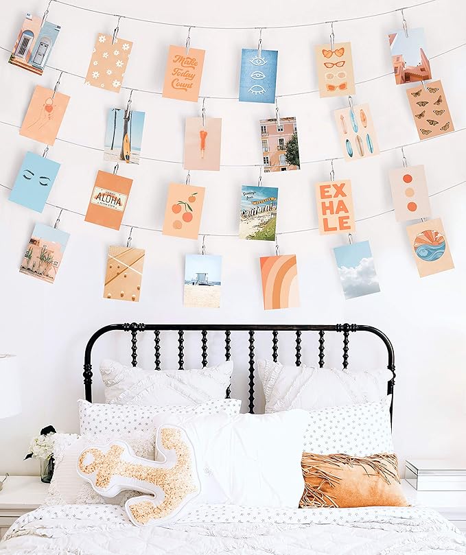 HAUS AND HUES Peach Photo Collage Kit - Aesthetic Wall Decor for Teen Girls (Set of 30)