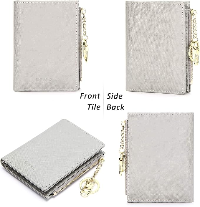 GEEAD Small Wallets for Women Bifold Slim Coin Purse Zipper ID Card Holder