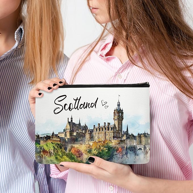 Scotland Makeup Bags Gifts for Women, Scotland Souvenirs Themed Gifts Cosmetic Bag, City Travel Essentials Gifts for Girls Besties Best Friend Bff Sister Daughter