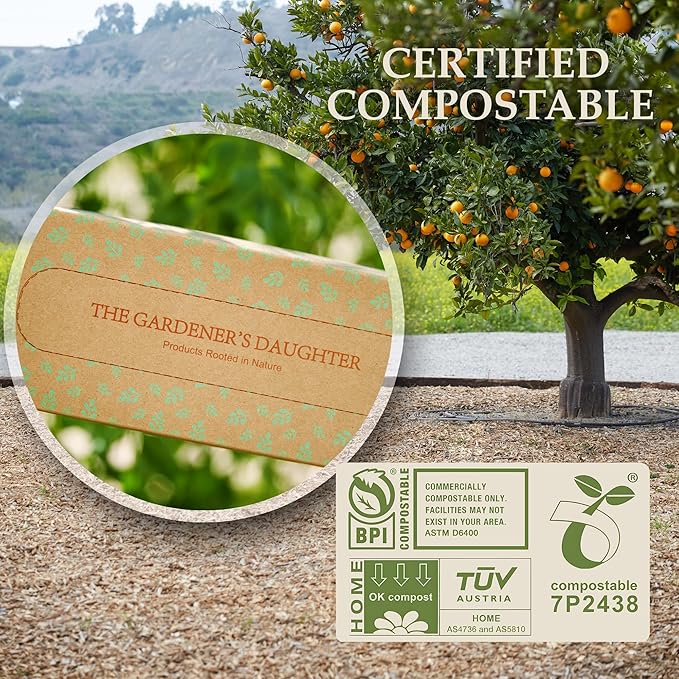 13 Gallon Compostable Trash Bags – Extra Strong, Drawstring Kitchen Bags (30 Count, White) | Leak-Proof, BPI & TUV Certified, Home Compostable – Evergreen by The Gardener's Daughter