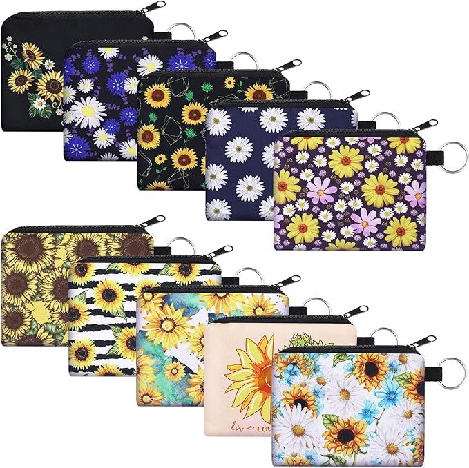 10 Pieces Small Coin Purse Boho Change Purse Pouch Mini Wallet Coin Bag with Zipper Exquisite Present for Women Girls on Valentine's Day