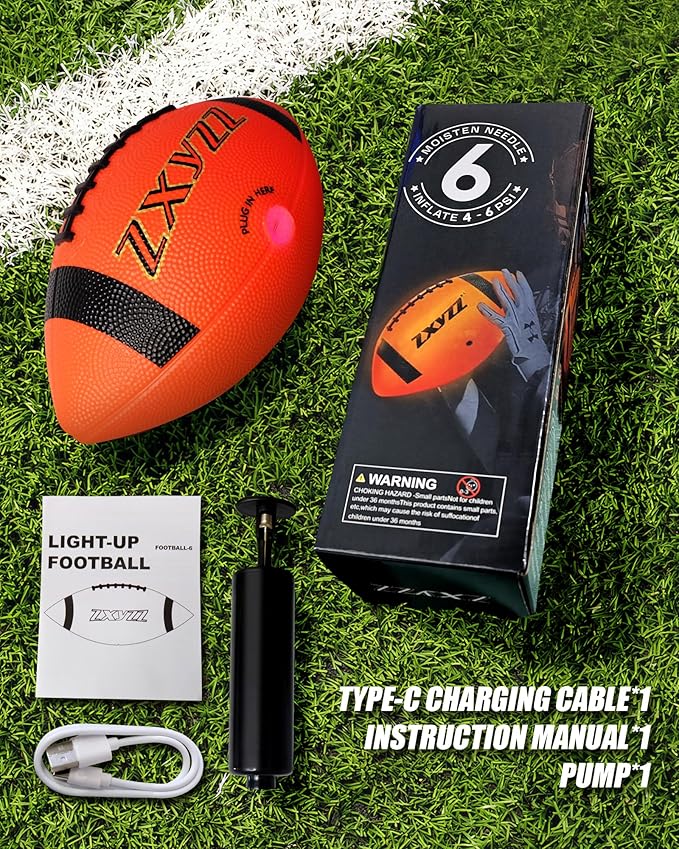Rechargeable Glow in The Dark Football Birthday Gifts for 6 7 8 9 10 11 12 13 14 15 Year Old Boys, NO 6 Light Up Football Perfect for Teen Outdoor Sports Ideas, Kids Boys Toy Stuff Ages 6-15