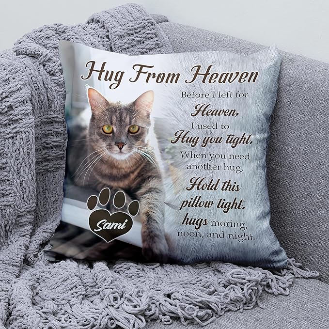 Personalized Pet Memorial Throw Pillow (Insert Included), Cat Memorial Pillow, Cat Memorial Gifts For Loss Of Cat, Loss Of Cat Sympathy Gift, Cat Remembrance Gifts, Dog Memorial Gifts For Loss Of Dog