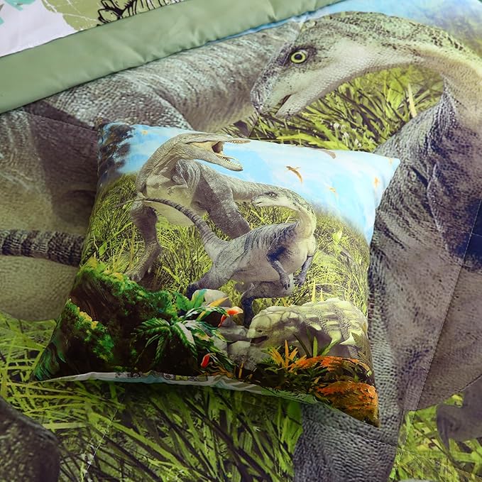 Dinosaur Bedding Set - 9Pc Full Comforter Set with Sheets for Kids, 3D Dinosaur Comforter & Sheets