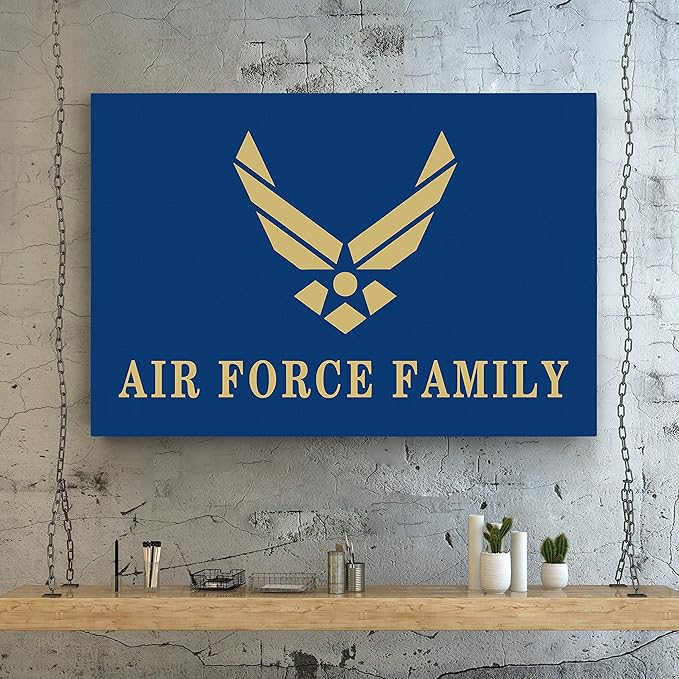 Renditions Gallery Nature Military Wall Art Home Paintings & Prints Golden Airforce Emblem Modern Patriotic American Nationalist Decorations for Bedroom Office Kitchen - 36"x48" LT25