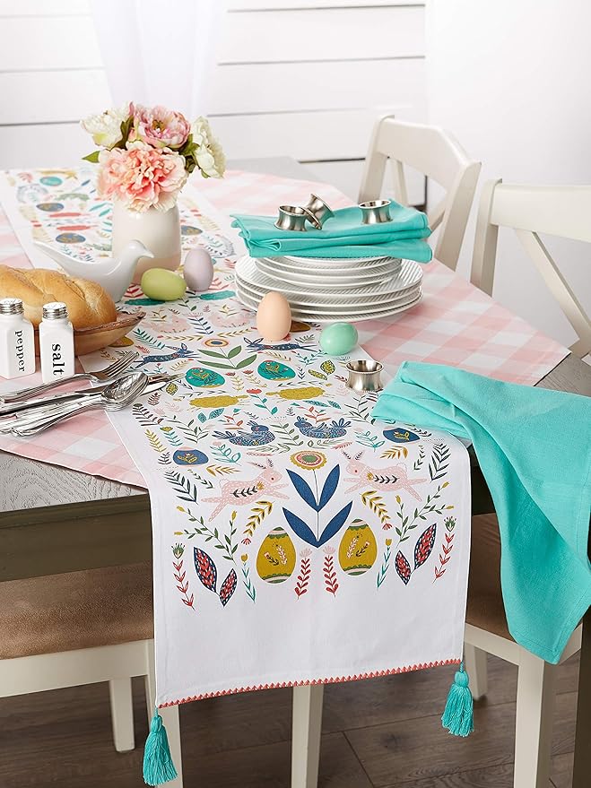 DII Easter Folk Collection, Kitchen Tabletop, Table Runner, 14x108, Easter Folk