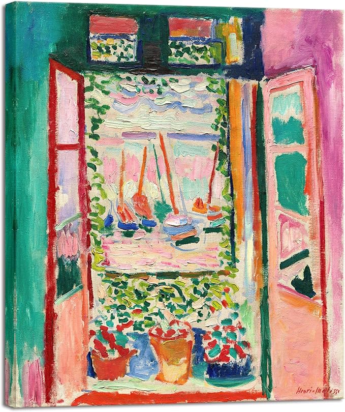 Wieco Art Canvas Print Wall Art Open Window Collioure 1905 by Henri Mattise Abstract Colorful Art Matisse Posters Canvas Prints for Wall and Home Office Decorations