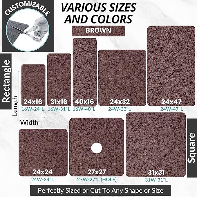 Non Slip Bathtub Mat Shower Mat for Tub - Loofah Bath Mats for Bathroom - 31x16 Bathtub Floor Mat - Textured Anti Slip Bath Mat Without Suction Cups - Secure Mat for Wet Areas (31x16 Brown)