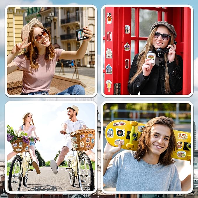 200 PCS London Stickers, British Travel Stickers for Laptop Water Bottle Scrapbook Journal, Vinyl London Travel Souvenirs Decals for Women Men Adults