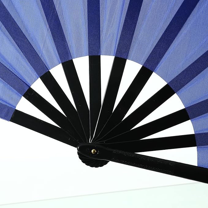 Huralona 5 Pack Large Folding Hand Clap Fan Fabric Rave Popping Fans Chinese Kung Fu Tai Chi Hand Fan Festival Dance Gift Performance Decorations (10 Pack-Dark Blue)