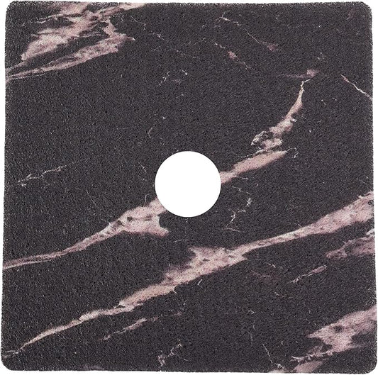 Enkosi Loofah Shower Mat with Drain Hole – Cushioned Anti-Slip Square Bath Mat for Showers, Wet Bathroom Floors – Textured PVC, Secure Non Slip Safety Pad for Walk-in Stalls (27x27 Marble Black)