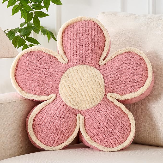 Flower Pillow Pink Flowers Shaped Cushion Decorative Daisy Pillow for Bed Couch Cute Throw Pillows