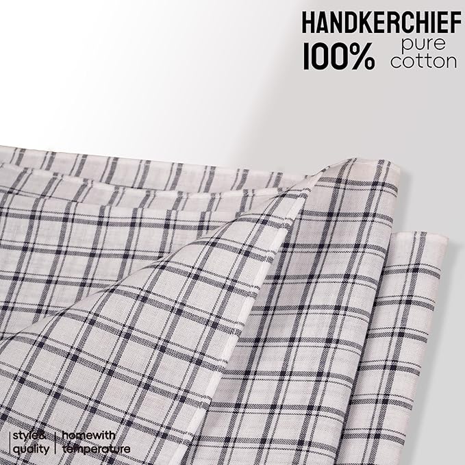 Gifts Cotton Handkerchiefs 100% Soft Cotton 12-Pack White handkerchif and Blue cotton handkerchief for Men and Women