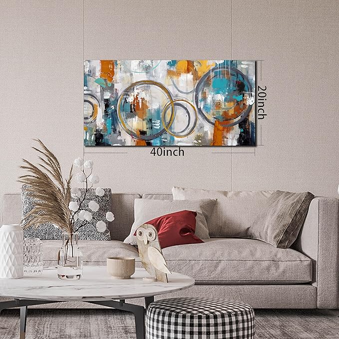 JKWALL77 Abstract Painting for Living Room Canvas - Modern Art Work for Office Walls Ready To Hang 20" x 40"