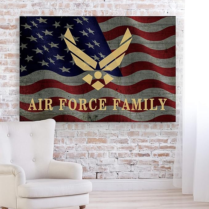 Renditions Gallery Canvas Patriotic Wall Art Modern Paintings & Prints Decorations American Airforce Family Glam Loyal Military Wall Hanging for Bedroom Office Kitchen - 30"x40" LT25